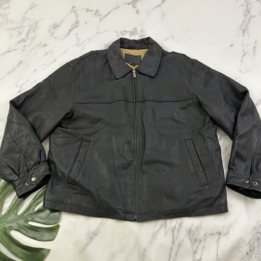 Original James Dean Mens Vintage Leather Jacket Size XL Black Bomber Moto